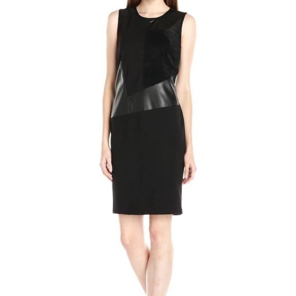 Calvin Klein Black Mixed Media Sleeveless  Dress